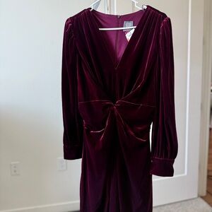 Vince Camuto Burgundy Long Sleeve Dress
